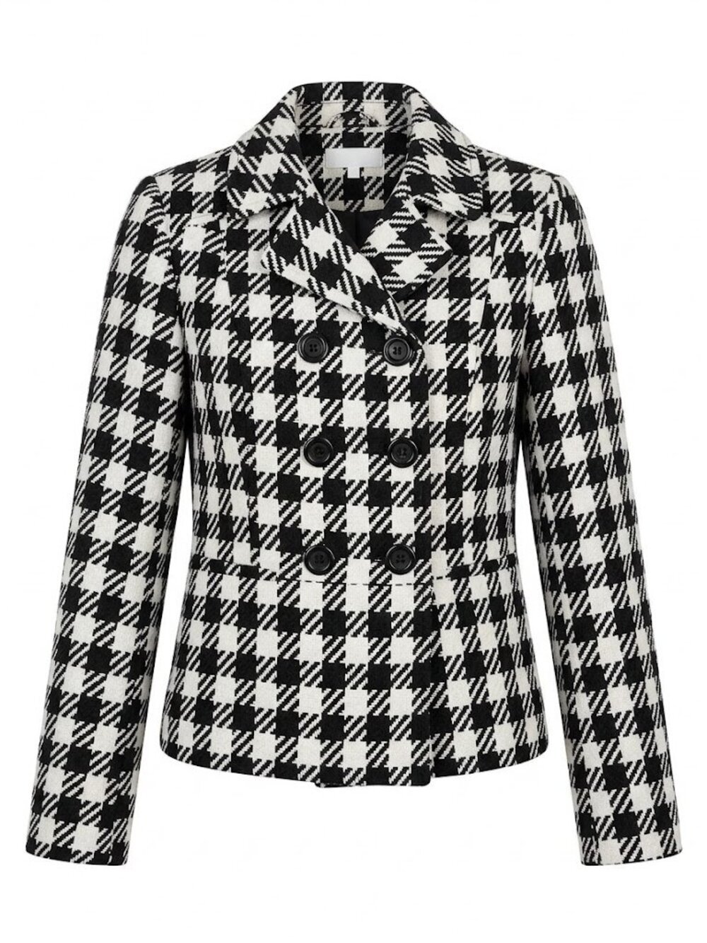 Costa Blanca Black and White Houndstooth Double-Breasted Jacket